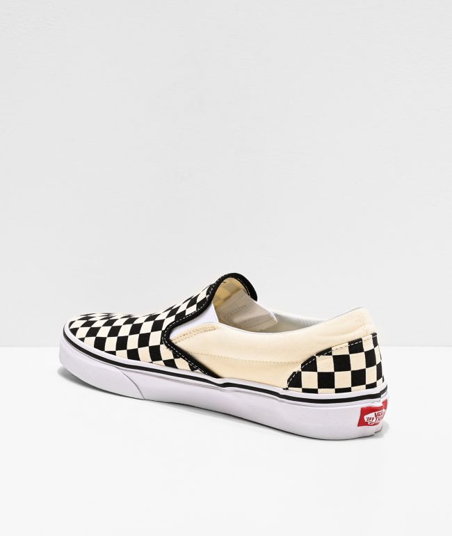 vans black and grey checkerboard slip ons